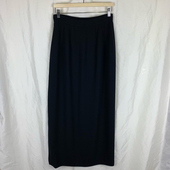 Vintage Holt Renfrew Maxi Length Pencil Skirt with Leg Slit in Black - Picture 4 of 6